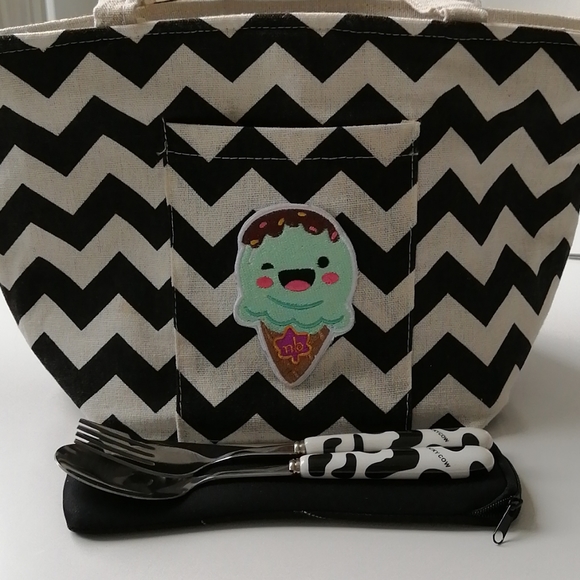 BNWOT ! cotton linen lunch bag insulated bag cooler - Picture 8 of 8